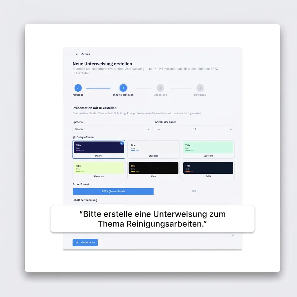 Screenshot: Neue Unterweisung mit Armstrong AI erstellen